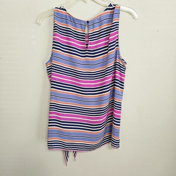 Rose & Olive Womens Top Bright Multicolor Striped Sleeveless Pullover Tank Top M - Picture 2 of 9